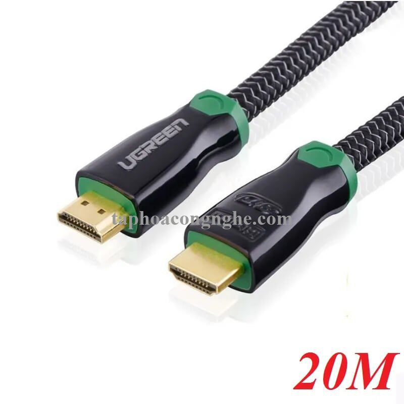 Ugreen 10299 20M Màu đen Đầu nối kim loại cáp Hdmi cao cấp với nylon 1.4V Full Copper 19 + 1 HD126 30010299